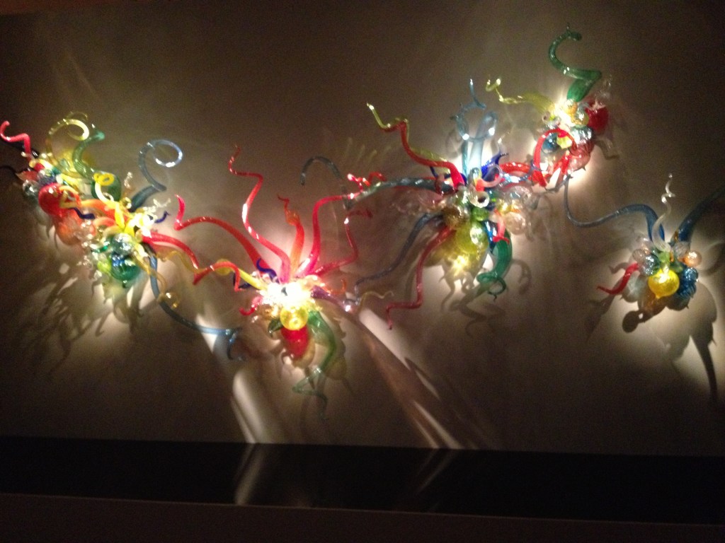 "Dale Chihuly glass art exhibit in the museum of modern art in Oklahoma City."