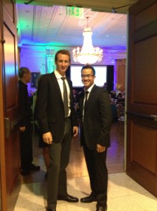 "Suited up with a classmate for one of the Shared Visions Gala. Partially/totally blind artist submitted work benefiting the expansion of academics at MBKU."