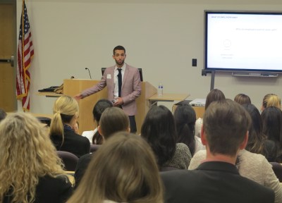 Matthew Geller, O.D., CEO and founder of www.optometrystudents.com discussing "career happiness, networking strategies, and involvement inside as well outside the profession to make connections that will be helpful in landing a dream practice or desired position in the future."