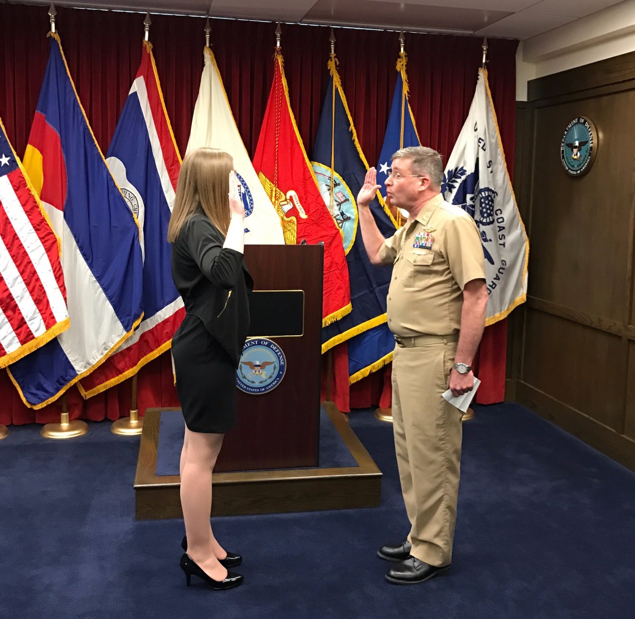 Swearing in and taking the oath of office and officially becoming Ensign Courtney Park