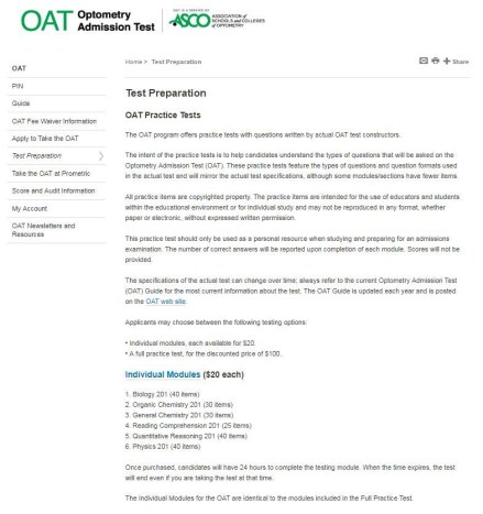 Photo of ADA website with practice tests